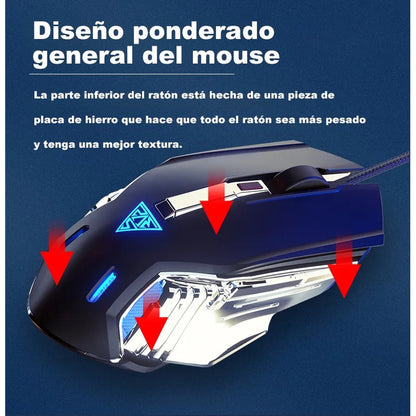 Mouse Gamer Rgb Maquinaria 7200dpi Amarillo Amarillo