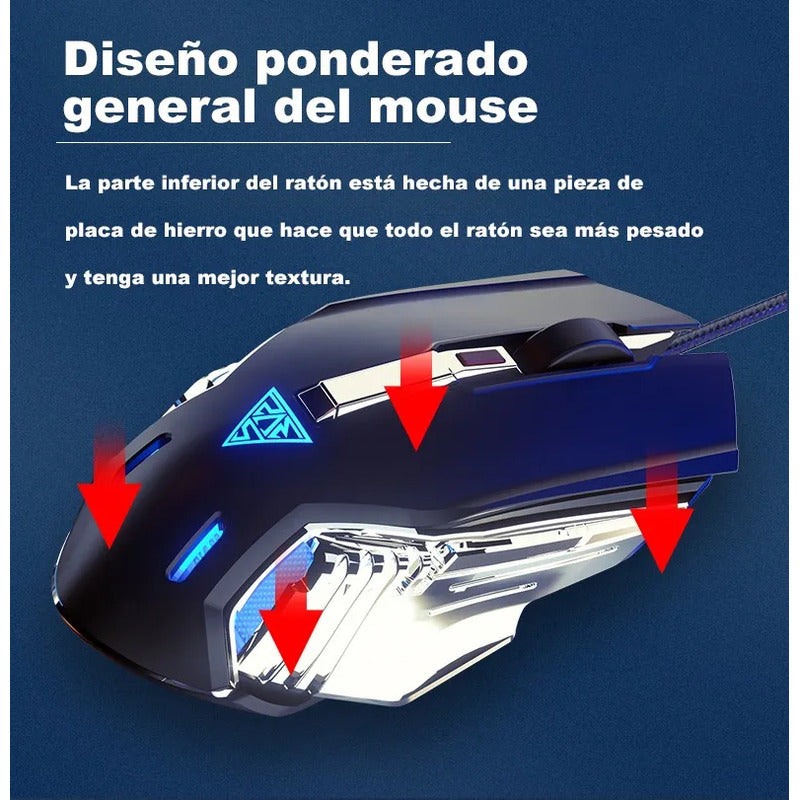 Mouse Gamer Rgb Maquinaria 7200dpi Amarillo Amarillo