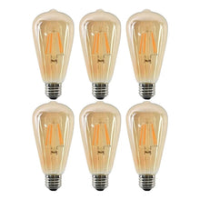 Cargar imagen en el visor de la galería, Pack De 6 Ampolletas Vintage Led Edison Filamento E27 6w Blanco Cálido
