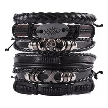 Load image into Gallery viewer, 6pcs Pulsera Brazalete Cuero Hombre Mujer Trenzado Ajustable Negro 0 Mm 0 Mm
