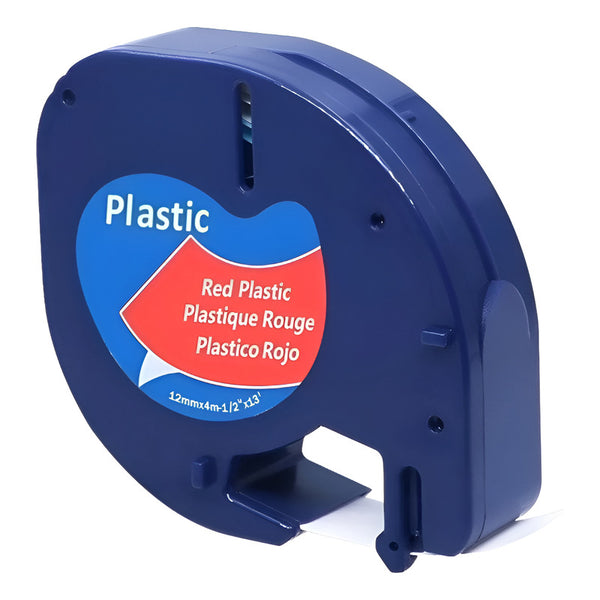 Cinta Adhesiva P12 Para Dymo Lt 1.1 Cm Plastico Rojo