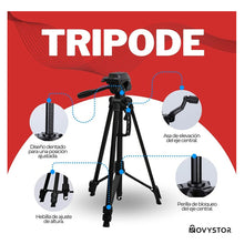 Load image into Gallery viewer, Trípode Profesional Para Cámara, Celular, Video Negro
