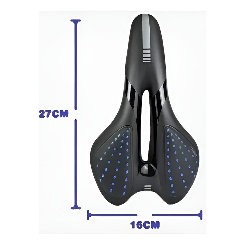 Sillín Gel Ergonómico Anti Prostático Para Bicicleta Azul 27 Cm 16 Cm