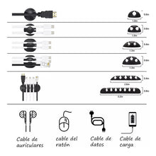Load image into Gallery viewer, 204 Kit Multifunción Organizador Cables Adhesivo Antinudos Varios
