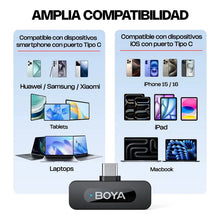 Cargar imagen en el visor de la galería, 2 Micrófonos Inalámbrico Solapa Lavalier Boya By-v20 | Usb C Negro
