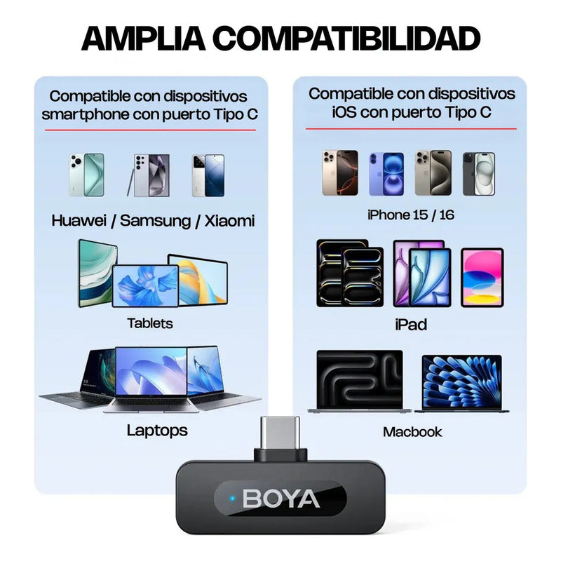 2 Micrófonos Inalámbrico Solapa Lavalier Boya By-v20 | Usb C Negro