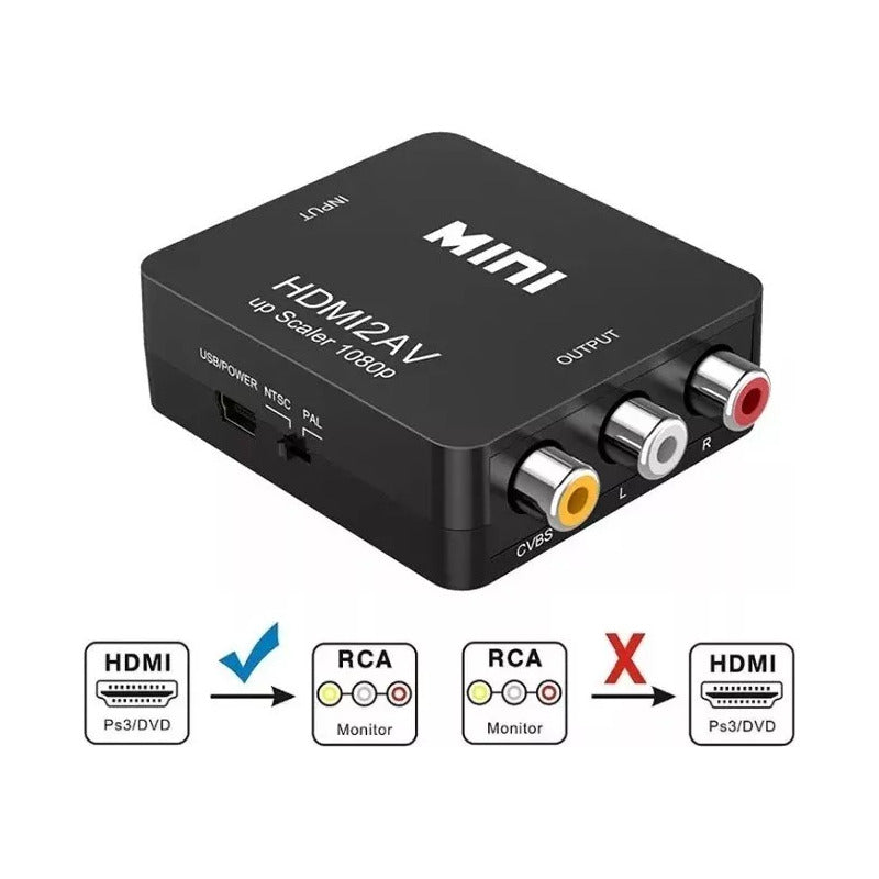 Mini Adaptador De Señal Hdmi - Rca Audio Y Video