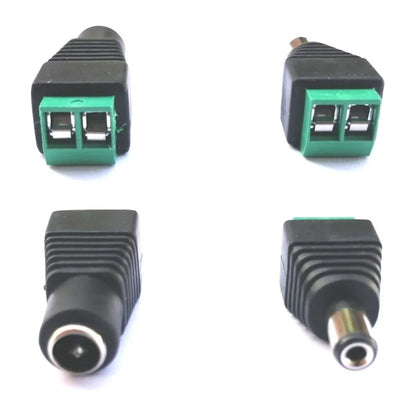 5 Pares Conector Dc Macho Y Hembra Alimentación Negro/ Verde