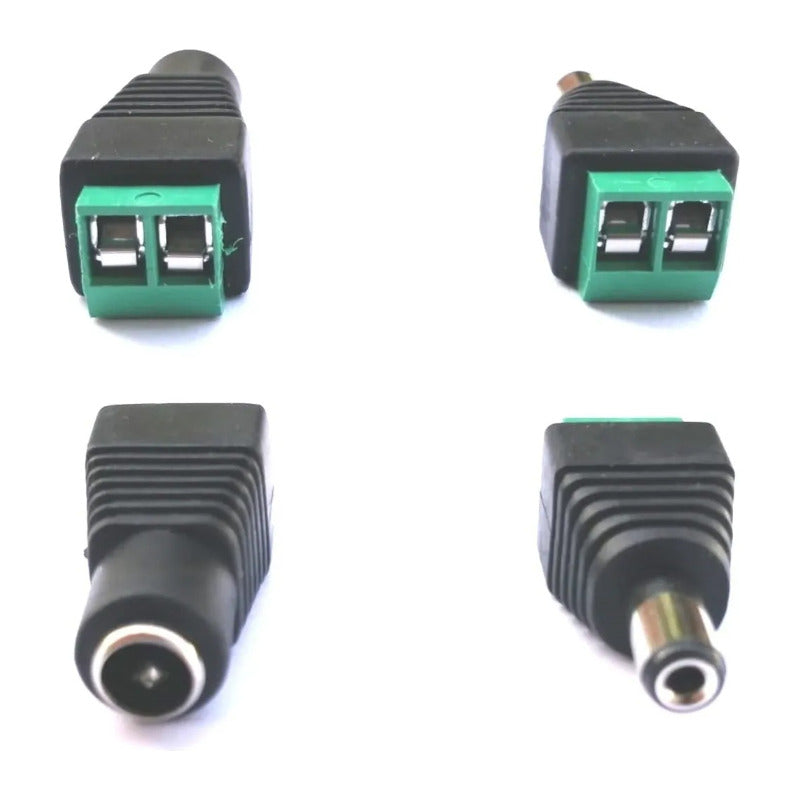 5 Pares Conector Dc Macho Y Hembra Alimentación Negro/ Verde