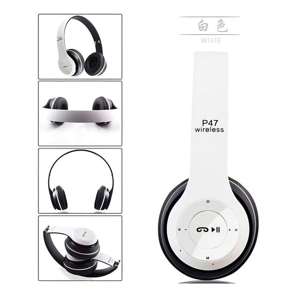 Auricular Bluetooth Vincha Micro Sd Radio Fm Inalambrico Color Blanco