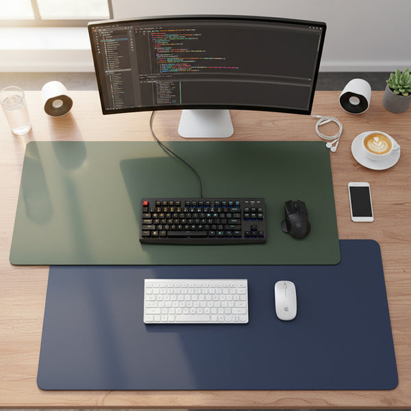 Alfombrilla Mousepad Impermeable Reversible 60x30cm Azul Marino / Verde Oscuro Azul Marino / Verde Oscuro