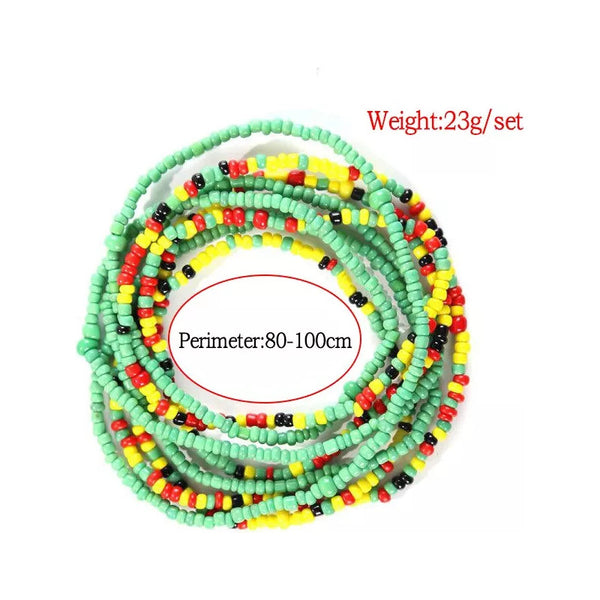 8pcs Cadenas De Cintura En Capas Boho Cuentas Playa Cadena