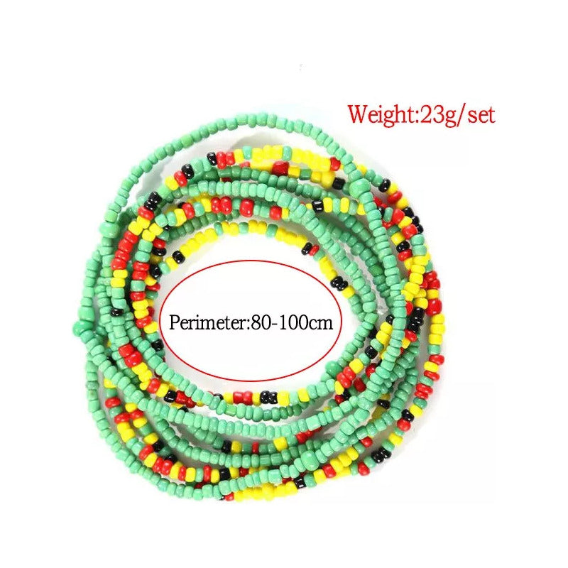 8pcs Cadenas De Cintura En Capas Boho Cuentas Playa Cadena