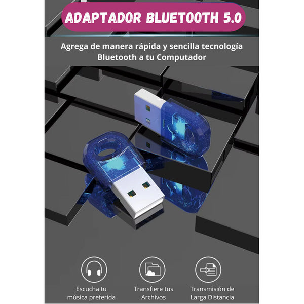 Adaptador Bluetooth Para Pc Y Notebook 5.0 Antena Transmisor Receptor Bt5.0 Color Negro