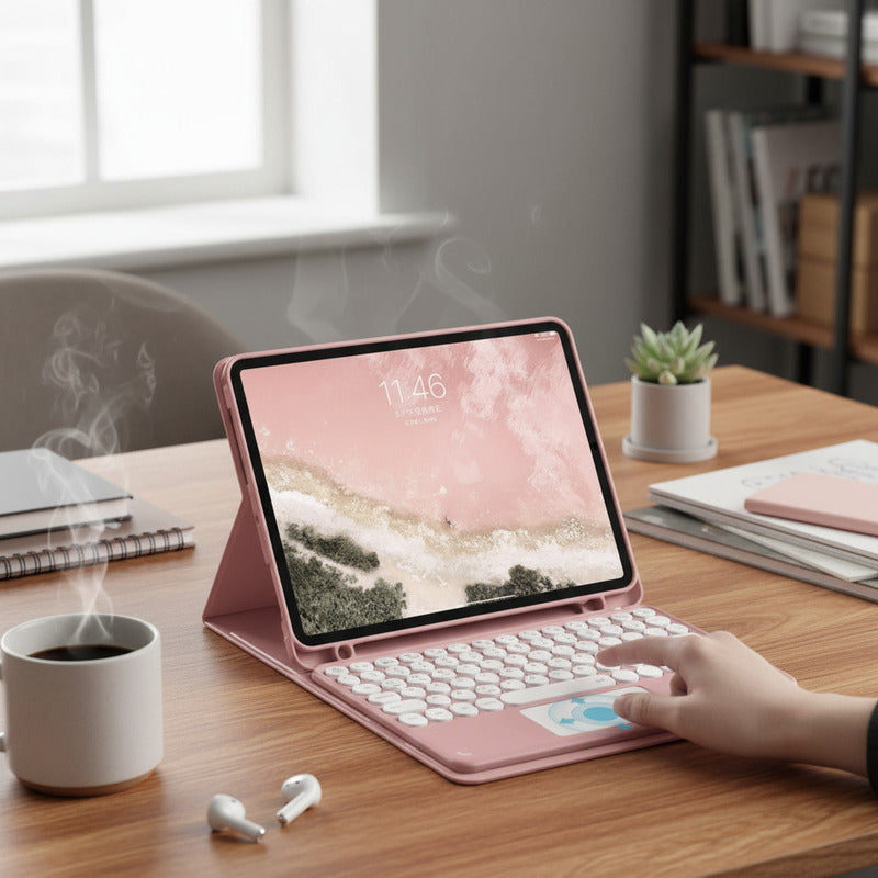 Carcasa Funda Teclado Para iPad Tablet iPad Air 4 2020 Rosa
