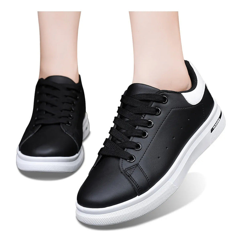 Zapatos Deportivos Casuales De Moda Para Mujer Negro Lisa 37