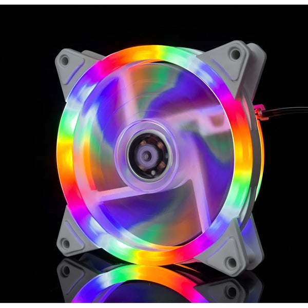 3pcs Kit De Ventiladores Rgb Led Arcoíris De 1200rpm Y 120mm Blanco