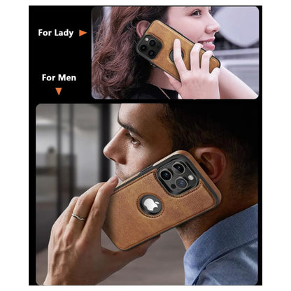 Carcasa Cuero Premium Para iPhone (todos) + Lámina Espía Marrón 12 Pro Max