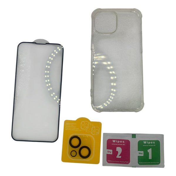 Pack Carcasa Transparente Vidrio Templado  !phone 13/13 Mini Transparente Lisa