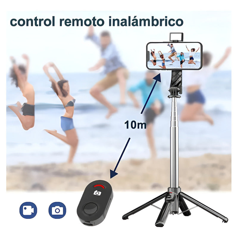 Palo Selfie Trípode Baston Extensible Bluetooth Negro