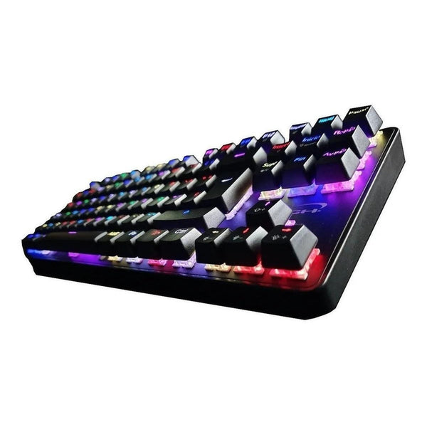 Teclado Gamer Njoytech Qwerty Outemu Blue Español Color Negro Con Luz Rgb