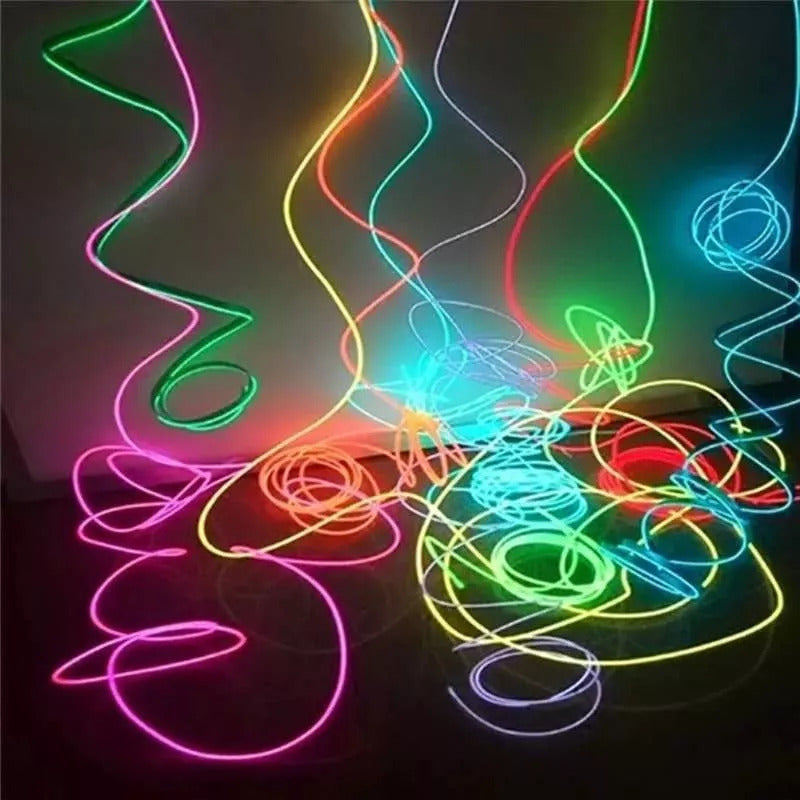 Hilo Tira Luz Neon Colores Led Conector Usb 12v Auto Moto 5m