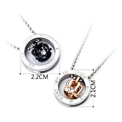 Collares Para Parejas Corona Rhinestone Amor Regalo 2 Piezas Plateado