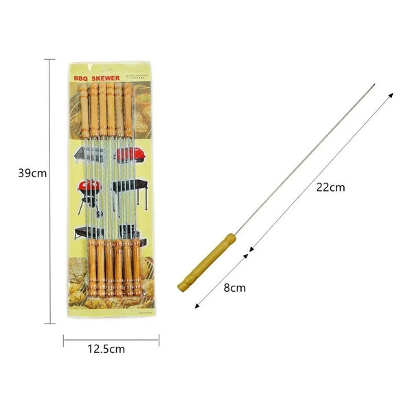 24 Brochetas Pinchos Anticucho Acero Barbacoa Parrilla Asado Marrón Claro Anticucho