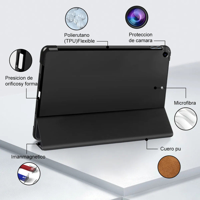 Carcasa Smart Case Para iPad 10.2 7/8/9 Gen. C Ranura Pencil Negro