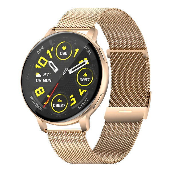 Smartwatch Deportivo S53 Amoled, Gps, Ritmo Cardíaco, Oxígen Dorado Oscuro Milanés Rosa Claro Beige