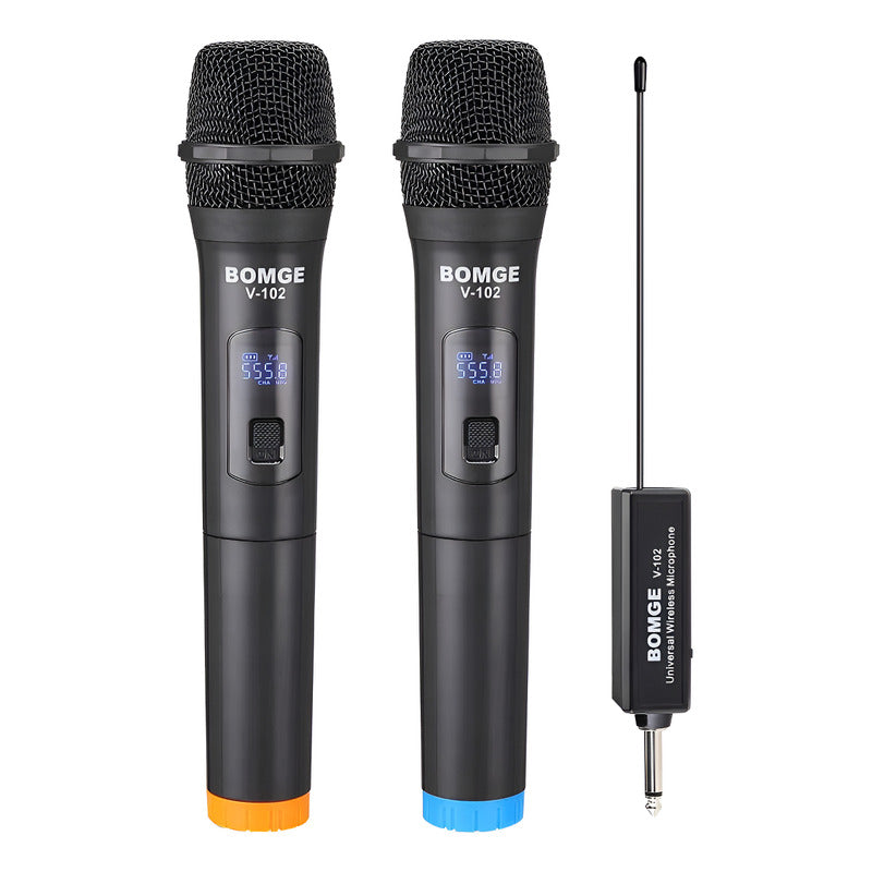 Bomge V102 Sistema De Micrófono Inalámbrico Con Receptor Vhf Negro
