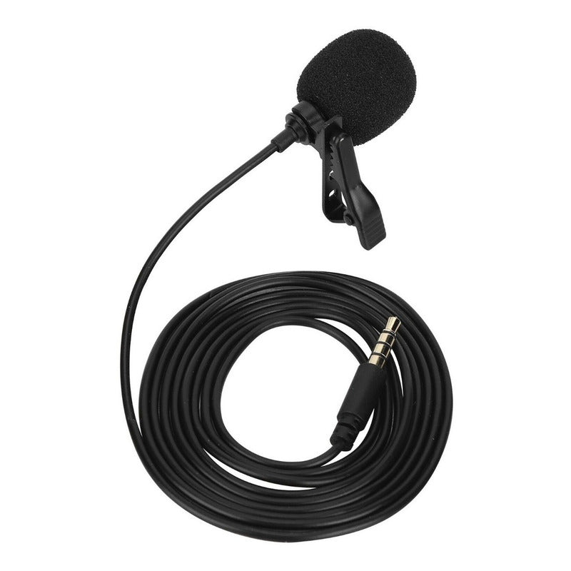 Microfono Celular Computadora Lavalier De Clip Solapa 3.5mm Color Negro
