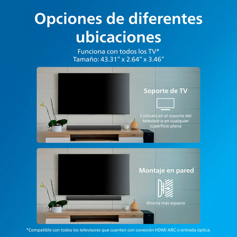 Barra De Sonido Philips Negra50-18khz S/control Caja Abierta Negro 220
