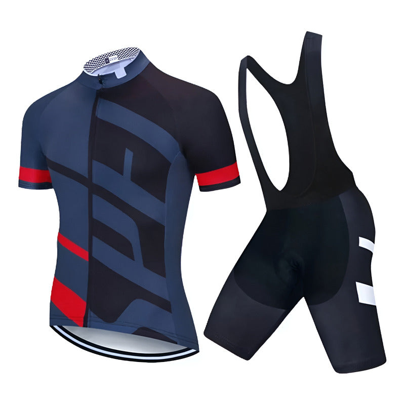 Conjunto Ciclismo Tricota Calza Acolchado Negro Con Azul