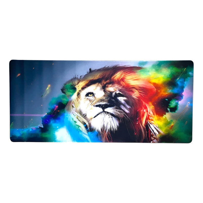 Mouse Pad Gamer Xl Antideslizante Negro León Colorido Variado León