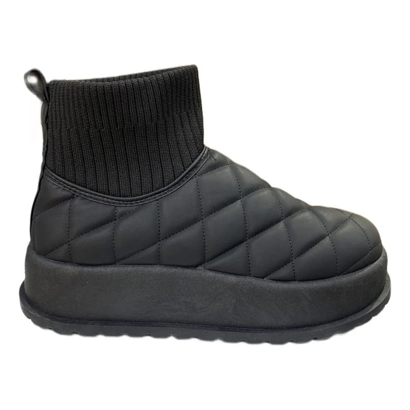 Bota Forrada Chiporro Pantubota Mujer Invierno Warm Boots Negro Ajedrez 37