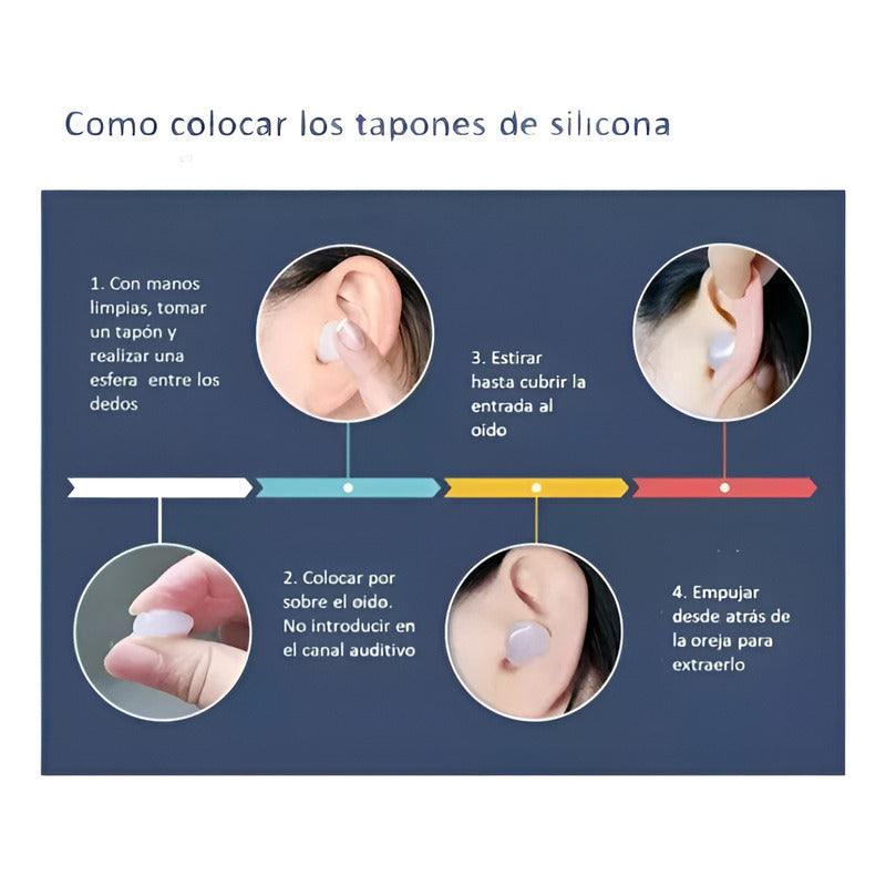 6 Pares De Tapones Oido Silicona Hipoalergénica Moldeable