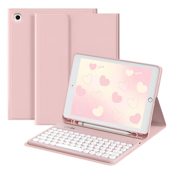 Carcasa Funda + Teclado Para iPad 9th Gen 2021 Rosa