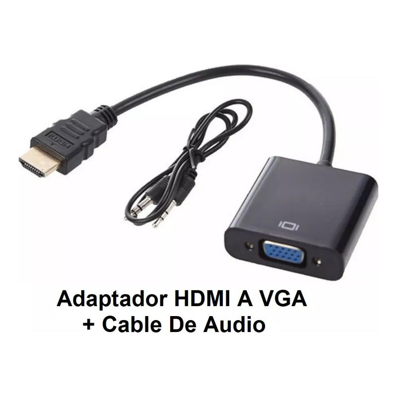 Adaptador Convertidor Hdmi A Vga Con Plug 3.5 + Cable Audio