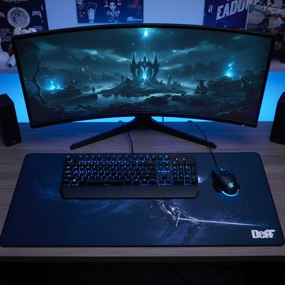 Mouse Pad Gamer Xl Antideslizante Caballero Con Espada Azul Oscuro Caballero Con Espada