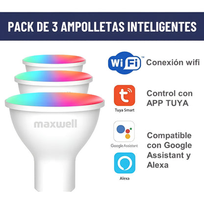 Ampolleta Led Smart Gu10 X3 Rgb Rgb