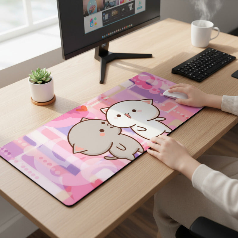 Mouse Pad Genérica Peach & Goma 90x40 Rosa Claro Peach Goma