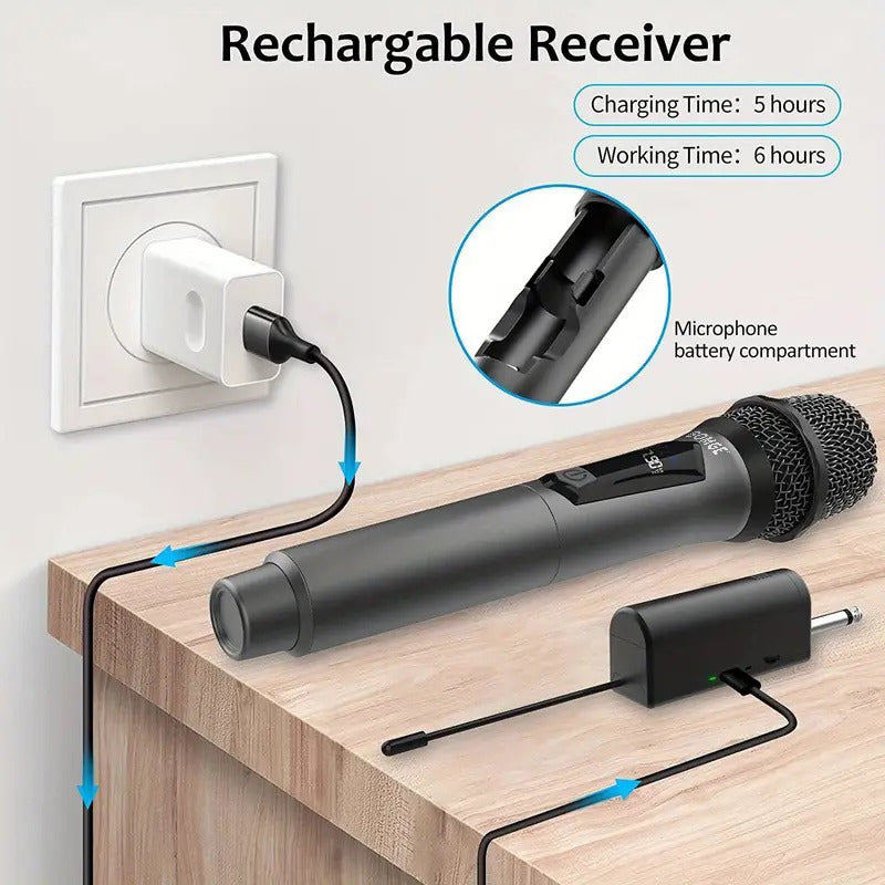2 Micrófono Inalámbrico Profesional De Karaoke Con Receptor Color Girs+red