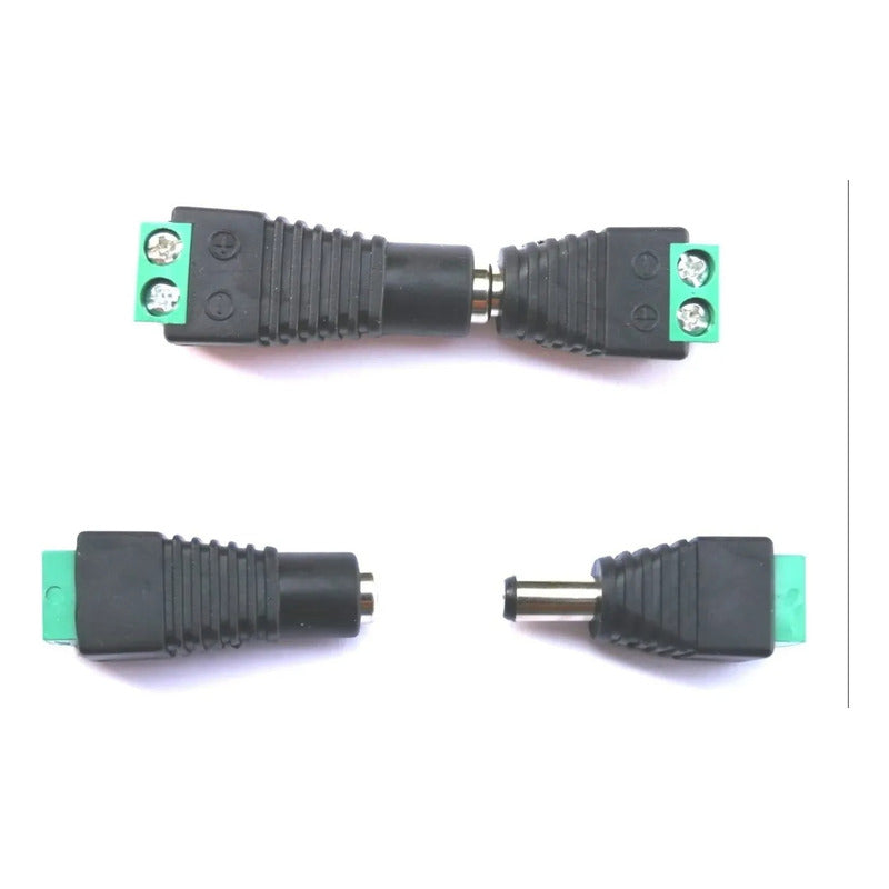 5 Pares Conector Dc Macho Y Hembra Alimentación Negro/ Verde