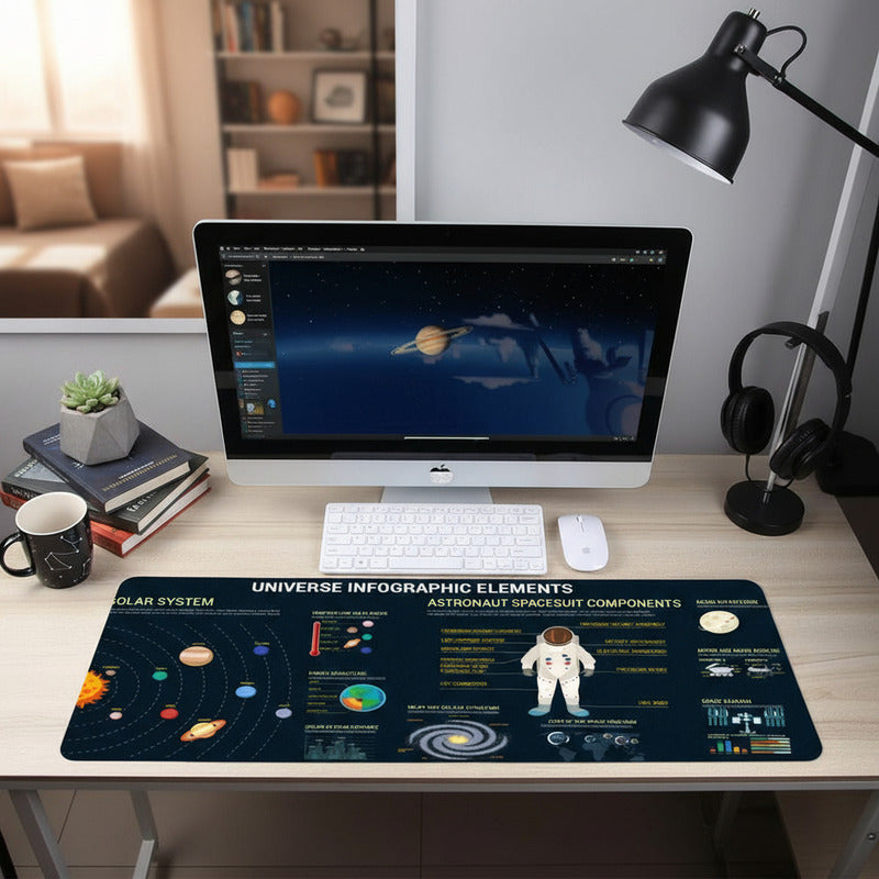 Alfombrilla Gamer Diseño Planet 90x40 Negro