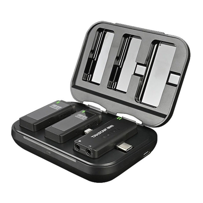 Mini Microfonos Inalambrico Solapa Para Celular iPhone iPad Color Negro