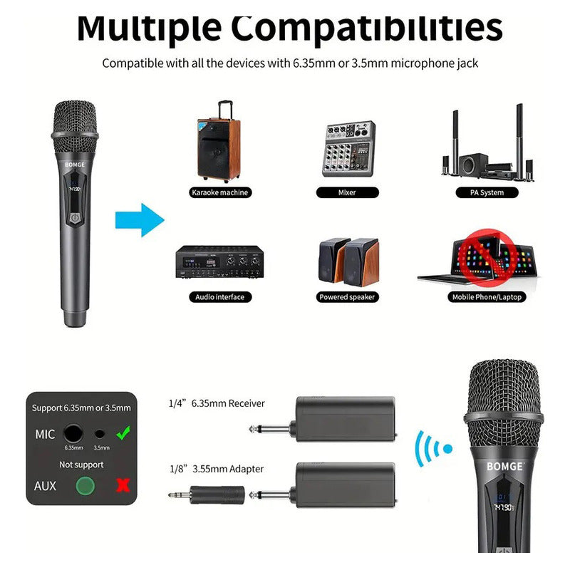 2 Micrófono Inalámbrico Profesional De Karaoke Con Receptor Color Girs+red