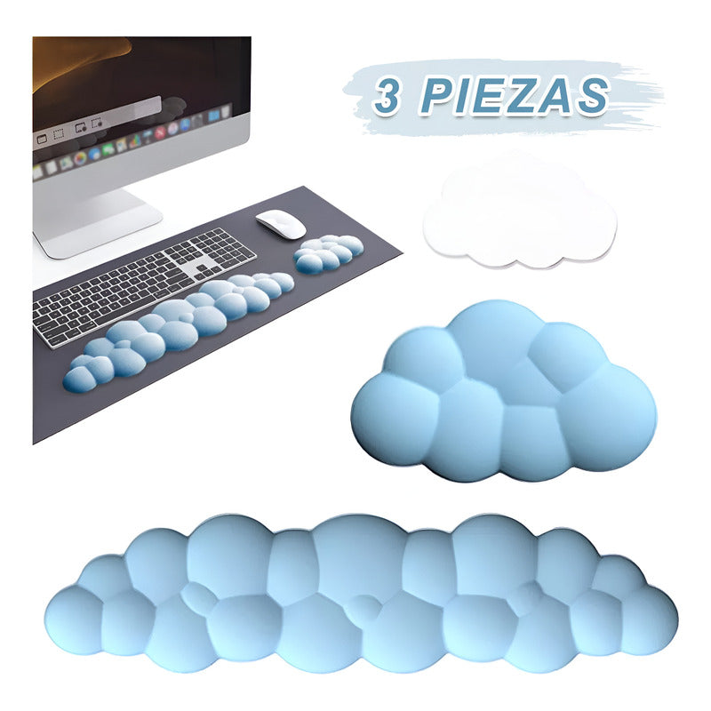 3 Pcs Mouse Pad Gel Ergonomico Wrist Support Gris