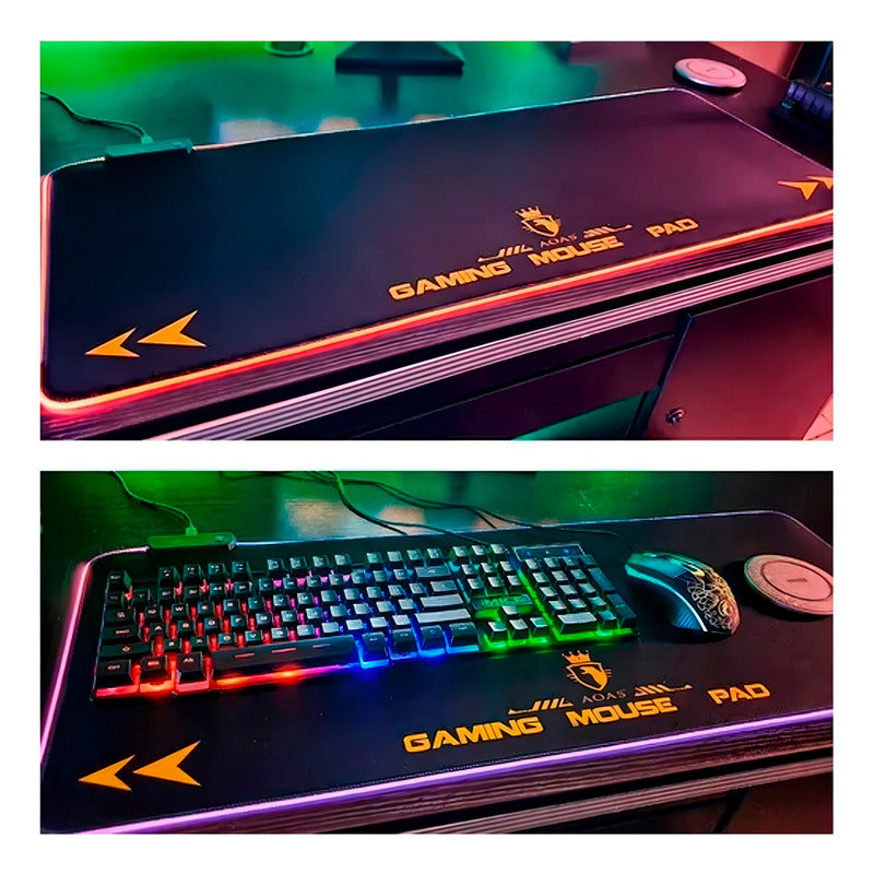 Mousepad Rgb Xl Aoas S4000 Waterproof 80x30cm | Mousepad Xl Color Negro