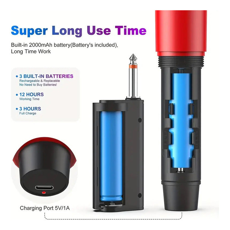 2 Micrófono Inalámbrico Profesional De Karaoke Con Receptor Color Girs+red